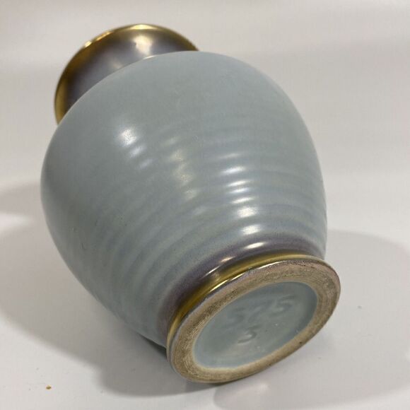 Vintage DUMLER BREIDEN HOHR German Art Pottery Vase Midcentury Blue Matte 6” - Picture 5 of 13